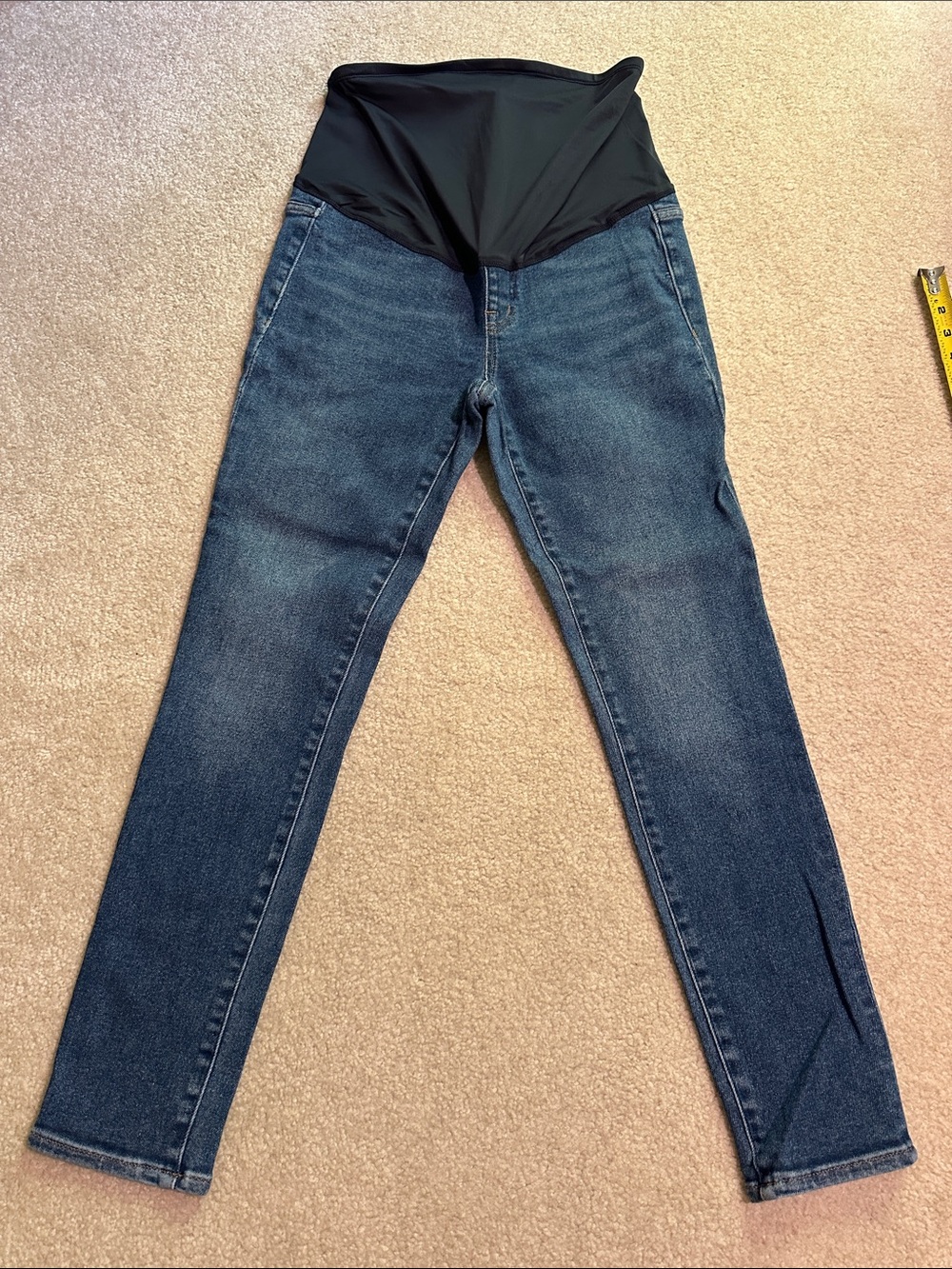 Madewell Dark Blue Skinny Maternity Jeans with Black Panel